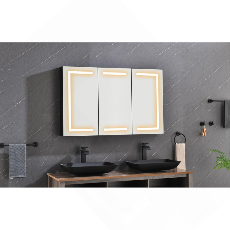 Armoire à pharmacie 48 "à DEL X30" avec lumières, gradateur, désembueur, horloge, affichage de la température et USB