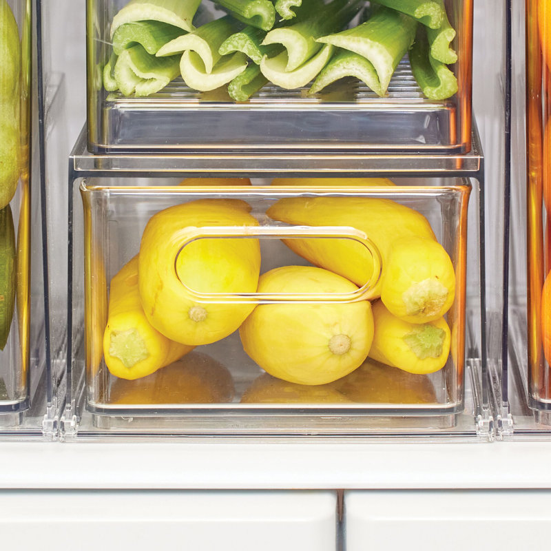 Stackable Divided Kitchen Storage Drawer - Pull-Out Sliding Bin for Fridge, Pantry, or Under-Sink