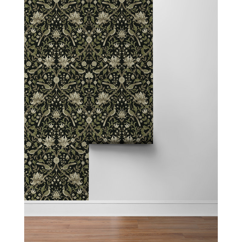 Vintage Bird Ogee Peel And Stick Wallpaper