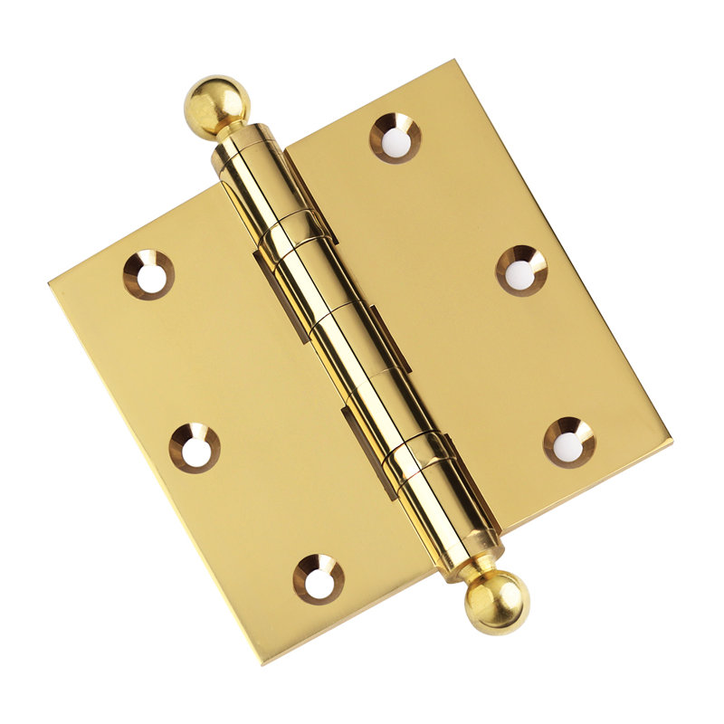 3.5" H x 3.5" W Solid Brass Ball Bearing Single Butt Door Hinge, Polished Brass