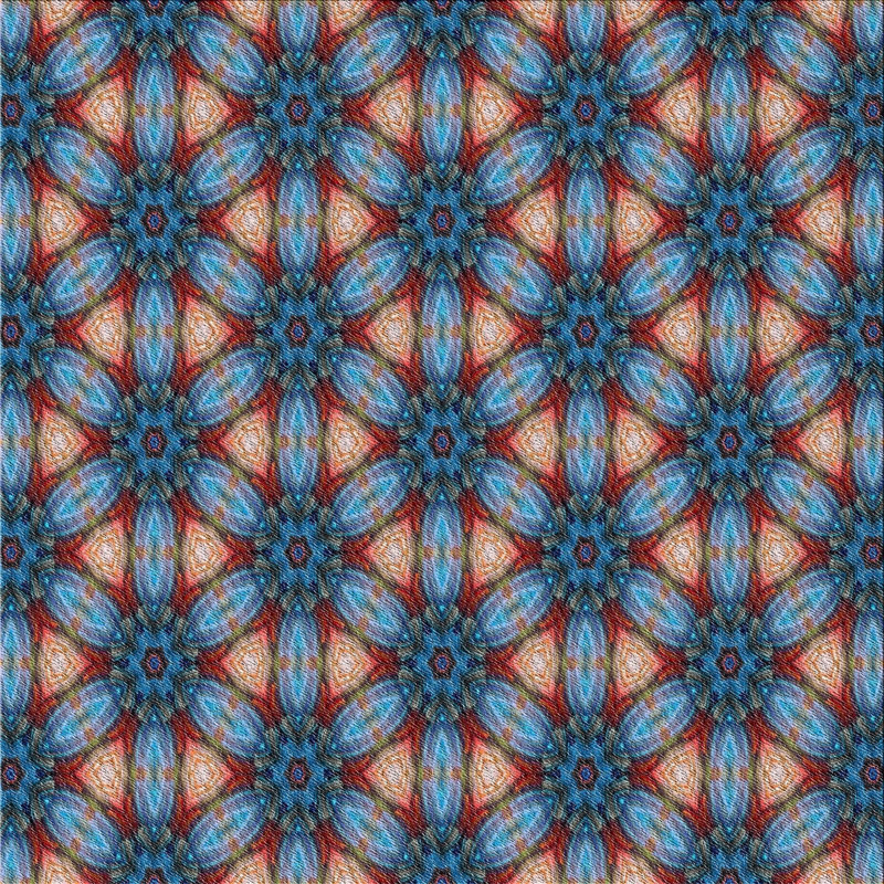 Tapis bleu/rouge tissé à la machine, Carré 4 pi