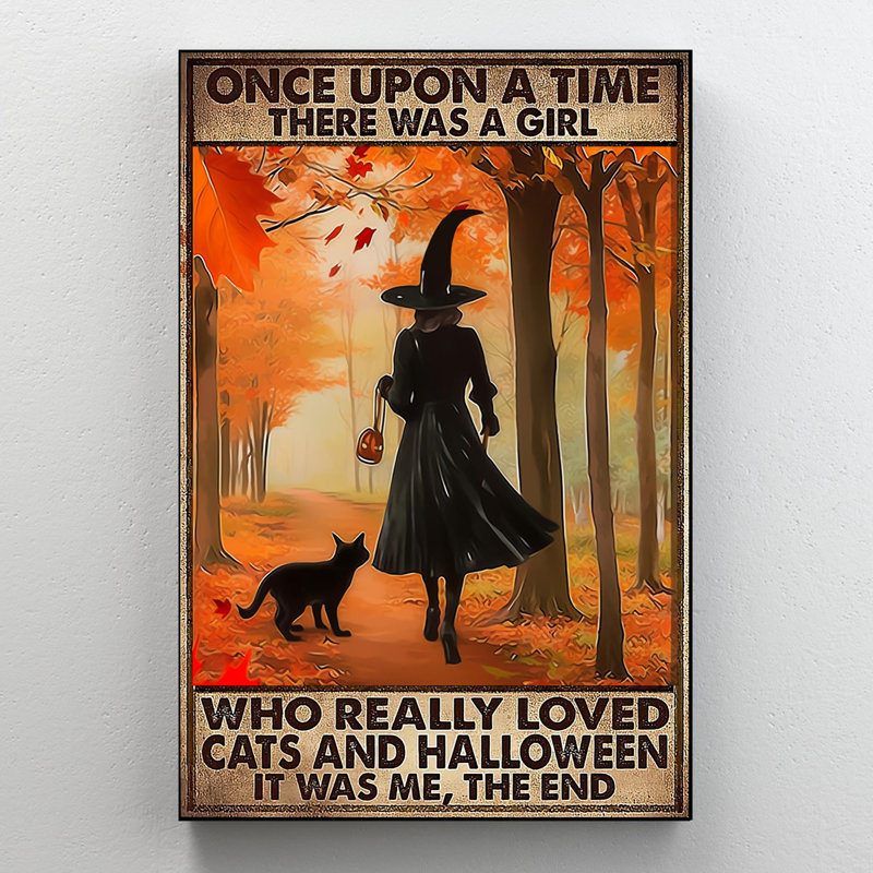 Impression sur toile, "A Girl Who Really Lown Cats And Halloween", H 36 po x l 24 po x P 1,25 po