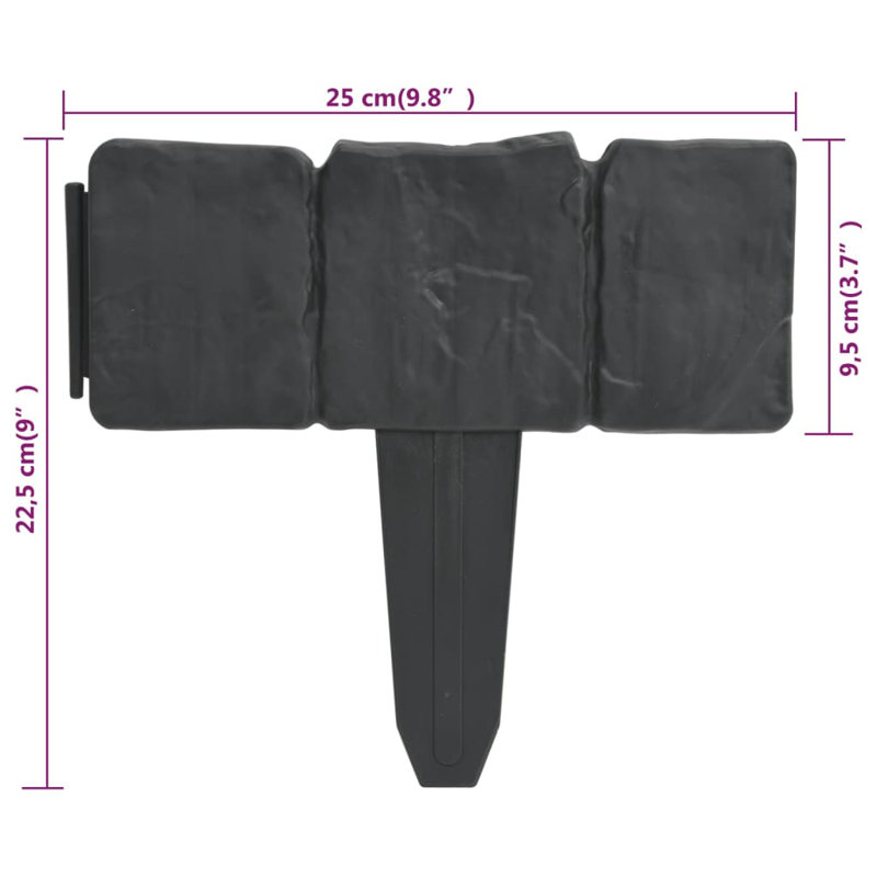 Baghdo 8.9" H x 9.8" W Gray Composite Lawn Edging