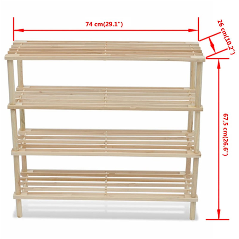 24 Pair Solid Wood Shoe Rack
