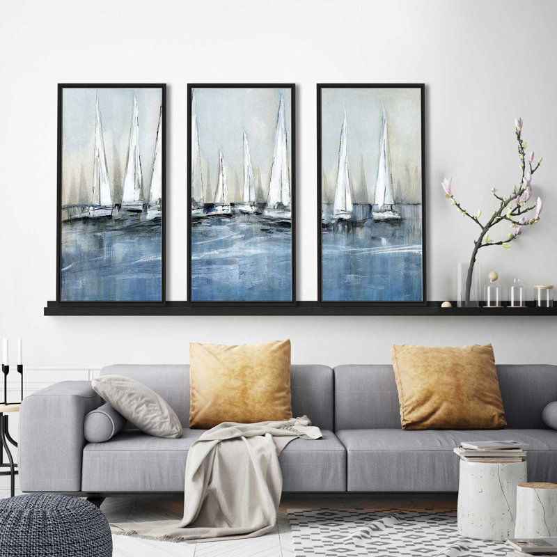 "Waiting For The Sun" par Susan Jill, reproduction sur toile flottante 3 pièces, H 41,5 po x l 64,5 po x P 2 po