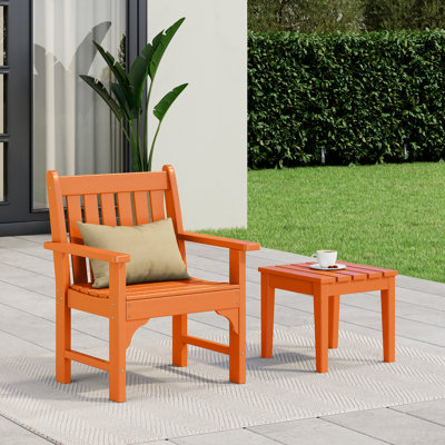 Chaise de jardin avec table d'appoint Poly