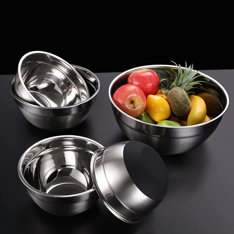 Stainless Steel Mixing Bowls (Set of 5), Non Slip Colorful Silicone Bottom  Nesting Storage Bowls, Polished Mirror Finish For Healthy Meal Mixing and  Prepping 1.5 - 2 - 2.5 - 3.5 - 7QT 