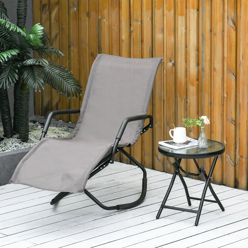 Fauteuil de bronzage portatif extérieur - à bascule, pliable, brun