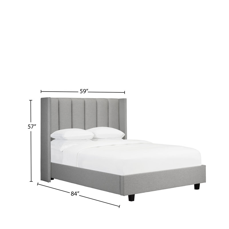 Lit plateforme à profil bas touffeté, Gris, Double