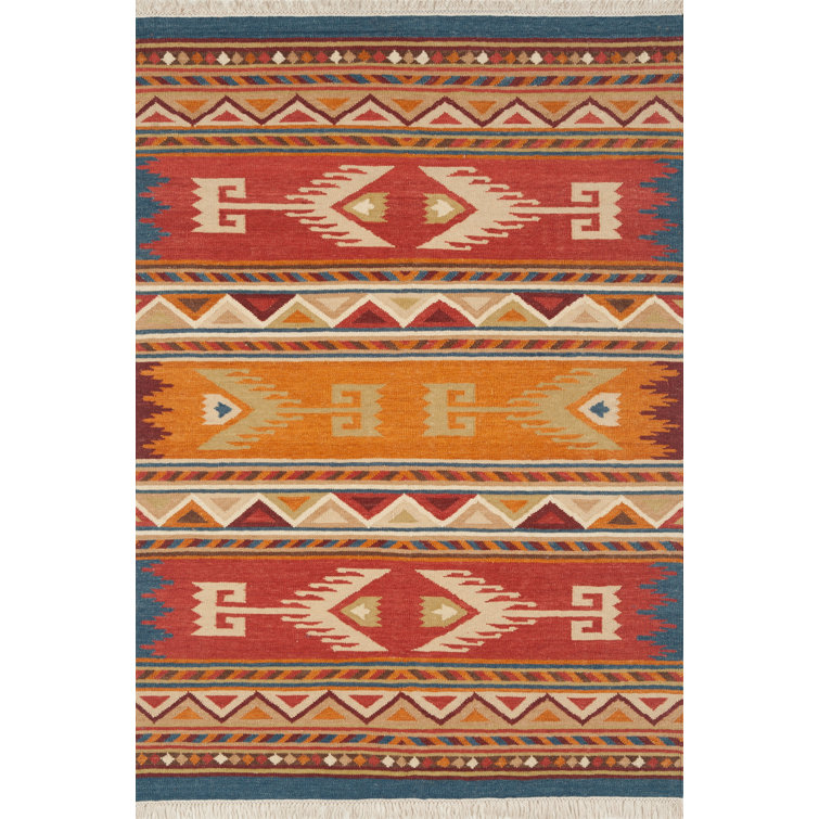 Clemente Southwestern Handwoven Flatweave Reversible Wool Kilim Rug