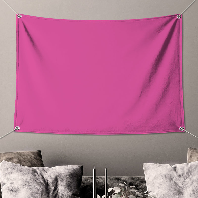 Tapisserie murale fond rose uni - décoration murale rose, H 104 po x 88 avec 4 œillets