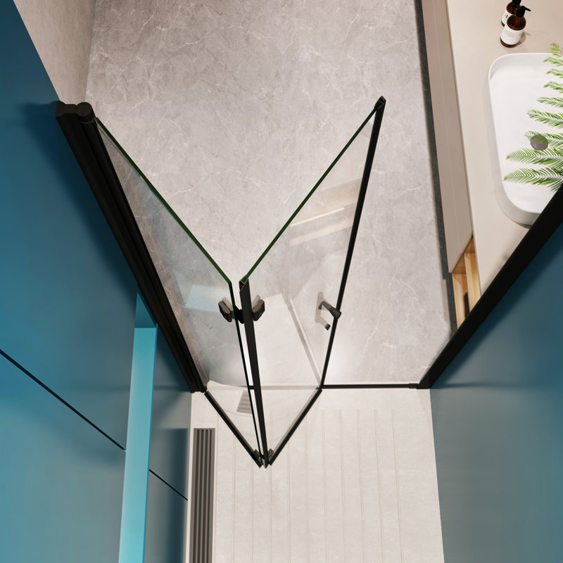 1/4" Tempered Glass Universal Pivot Shower Door - 1 3/8" Adjustable, Matte Black, 36000 Times Open And Close Checked, Leak Functionality With Adjustment Glass, Test, Leakage Function