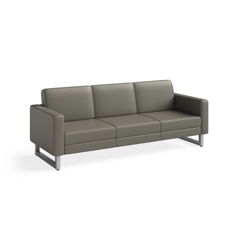 Canapé Mirella, Cuir gris, Argent