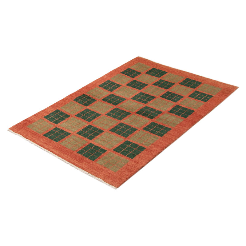 Tapis unique en laine noué à la main 4 pi x 6 pi 1 po nouvel âge en cuivre foncé Rochers