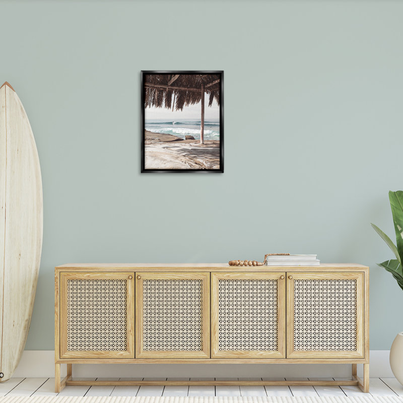 "Tropical Beach Canopy" par Sissi et Seb sur toile, Cadre flottant noir de jais, H 31 po x l 25 po