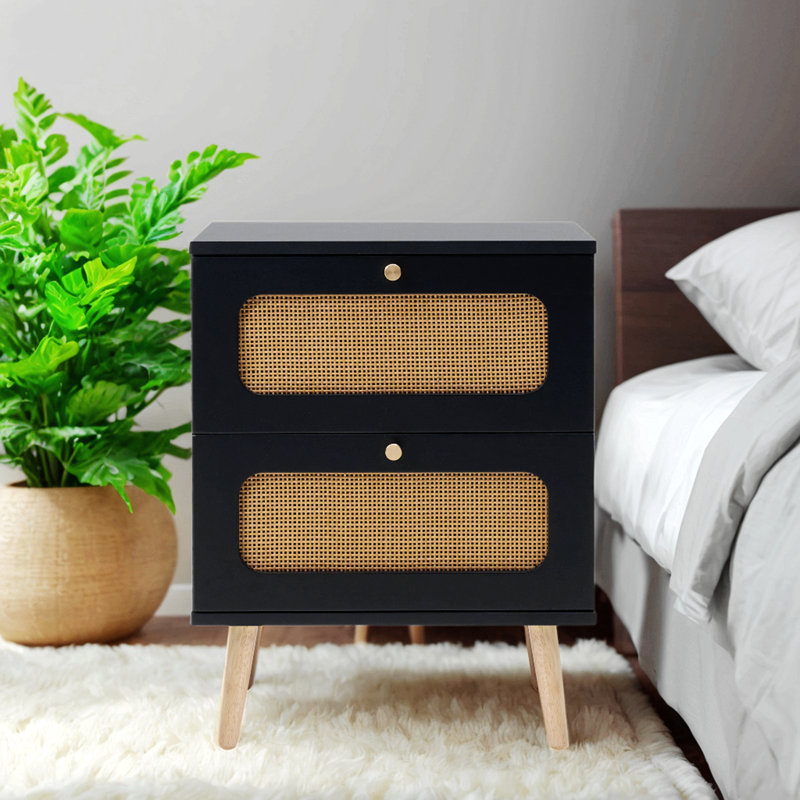 2-Drawers  Rattan Nightstand