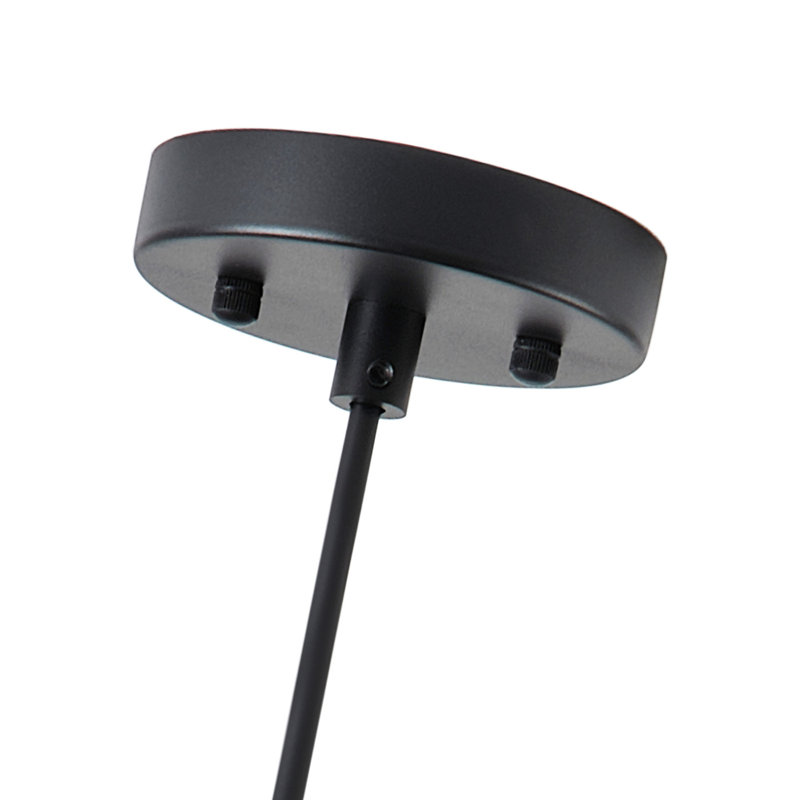 1-Light black round iron adjustable pendant lamp, 65.16" H x 25.59" W x 25.59" D