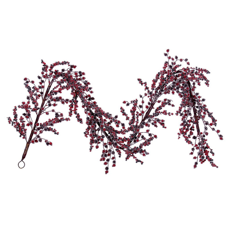 72" Winter Icy Red & Burgundy Berry Garland.