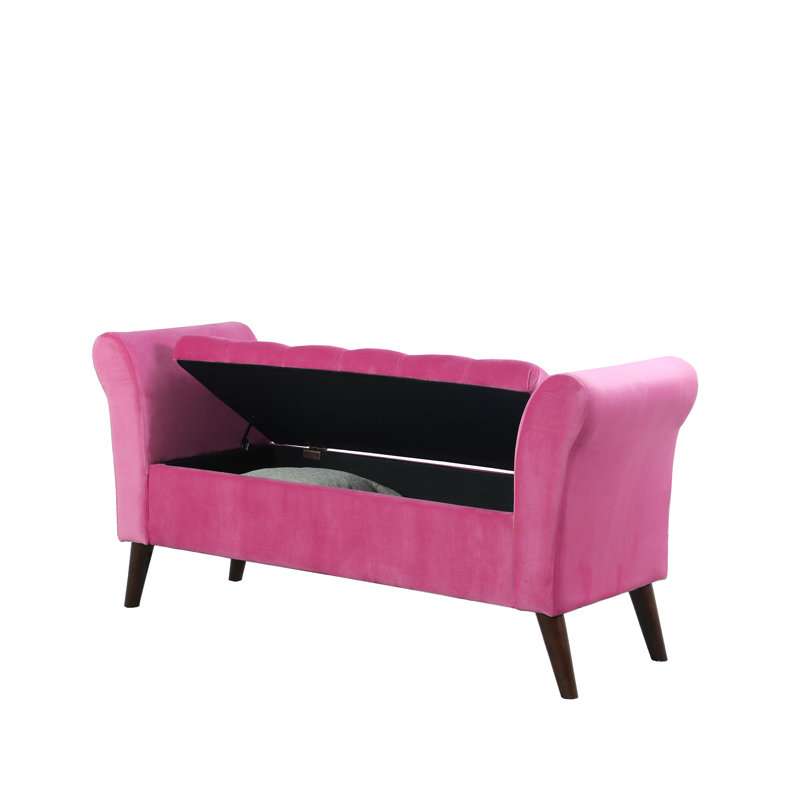 Banc de rangement rembourré Orin, Rose millennial