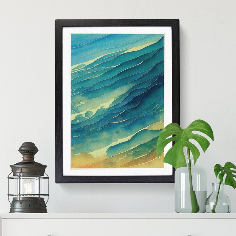 Watercolour Ocean Vol.6 1 Piece Single Picture Frame Wall Art, 34cm H x 25cm W x 2cm D, Black