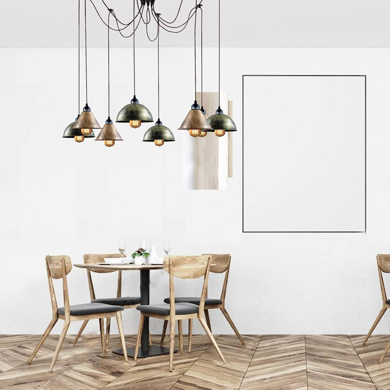 8 - Light Brushed Brass, Brushed Brass Dome Pendant