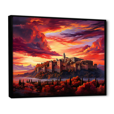 Spain Sunset Over The Alhambra I - Landscapes Canvas Art Print