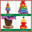 Arbre de Noël de table arc-en-ciel 7,8 po, fait à la main au crochet