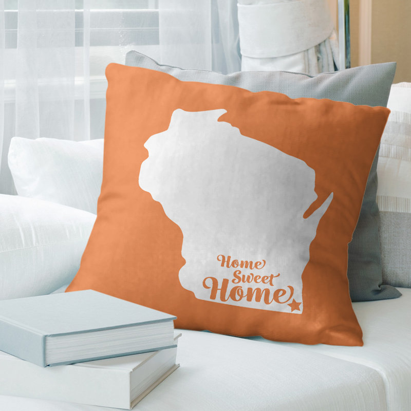 Coussin doux home, Kenosha, 14 po x 14 po, Orange
