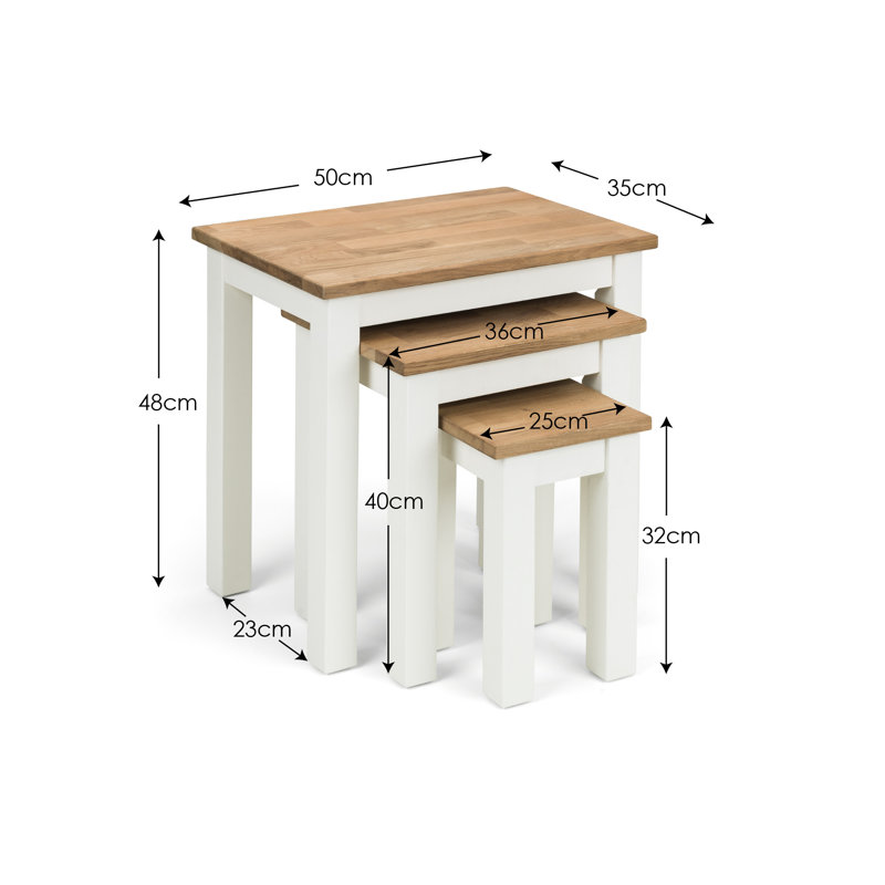 Carmel Solid Wood Nesting Tables, Ivory