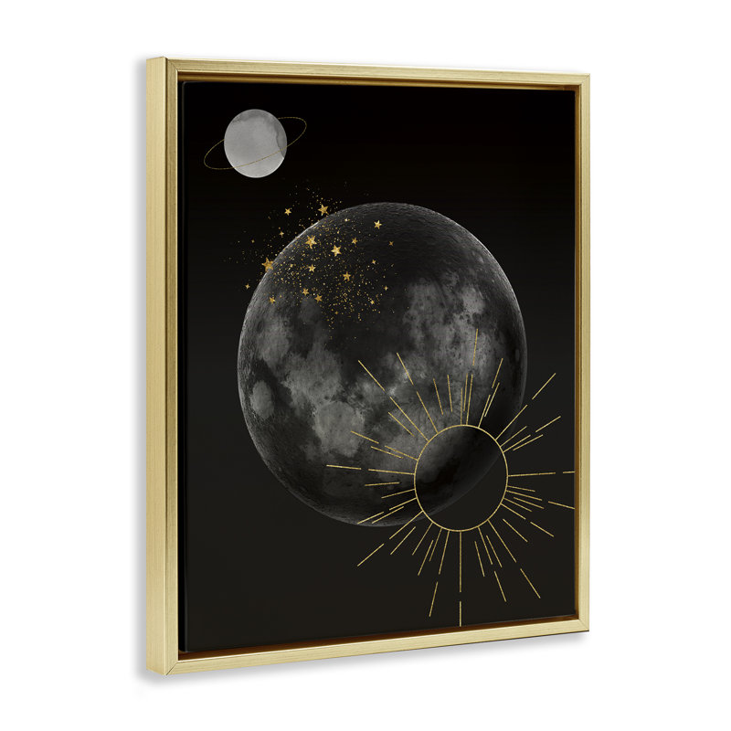 Minimal Galaxy galactique, Cadre flottant métallique doré, H 21 po x l 17 po