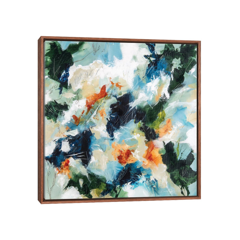 Nature Imprints I by Cristina Dalla Valentina - Painting on Canvas, Classic Brown Wood Framed, 45.72 cm H x 45.72 cm W