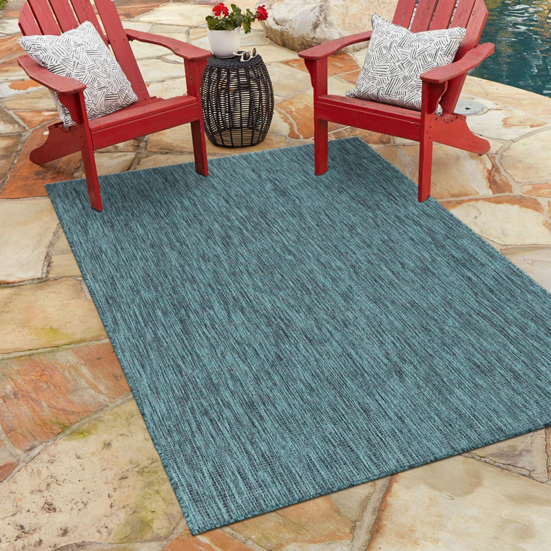 Tapis intérieur / extérieur Avaughn, Rectangle 4 pi 1 po x 6 pi 1 po, Sarcelle