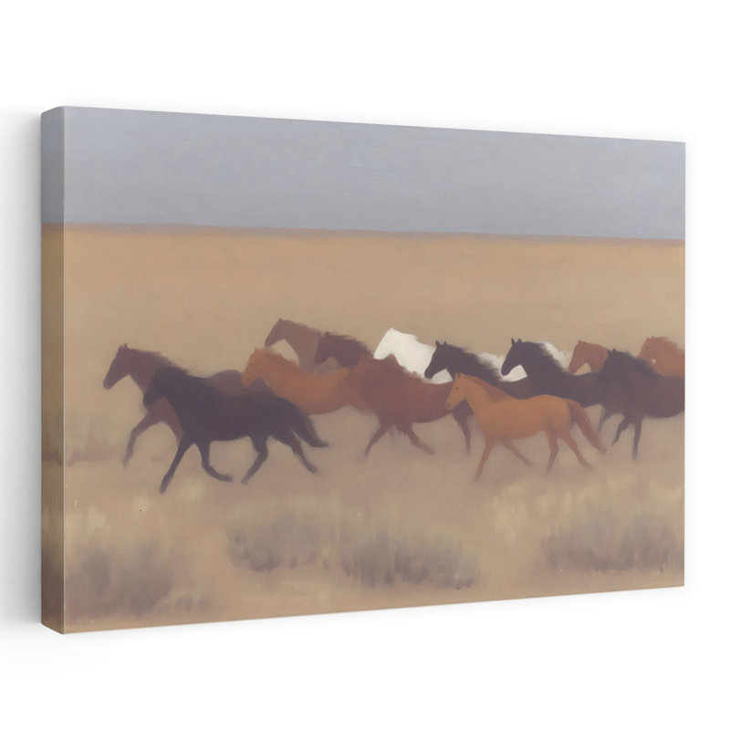 «Herd of Horses II», reproduction d'art abstrait cheval contemporain, H 16 po x l 24 po