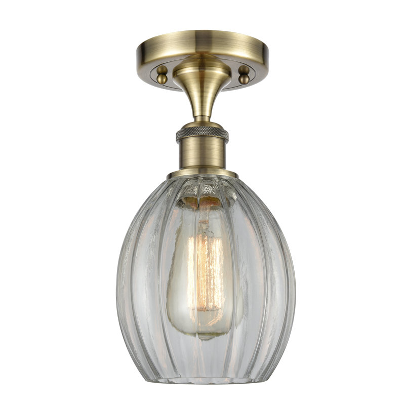 Bolduc Semi Flush Mount, No Bulb Included, Clear, Brushed Brass