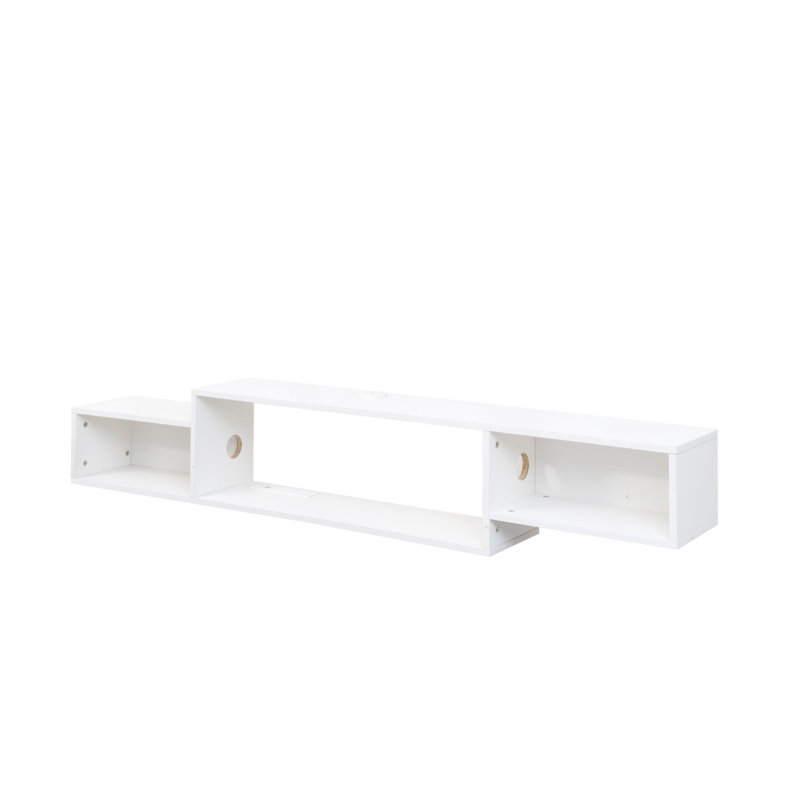 Wall Mounted Floating TV Stand With 20 Color Leds And Charging Station, White