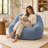 Compression 39"W Soft Teddy Fabric Tufted Memory Sponge Foam Filled Bean Bag Chair-1680958978