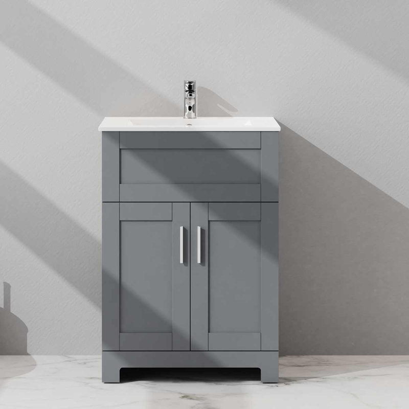 Meuble-lavabo simple 24 po avec plateau en céramique Akeela