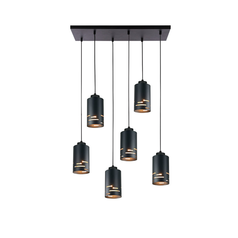 - Light Pendant, Black, 6 Lights
