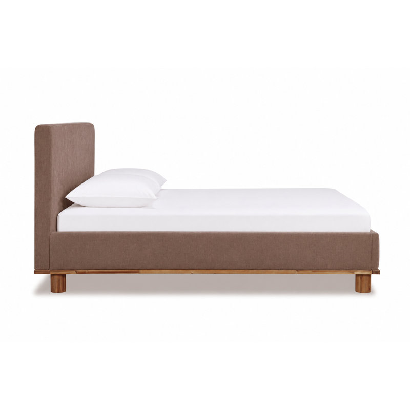Lit plateforme tapissier Plaza, Très grand lit, Velours brun
