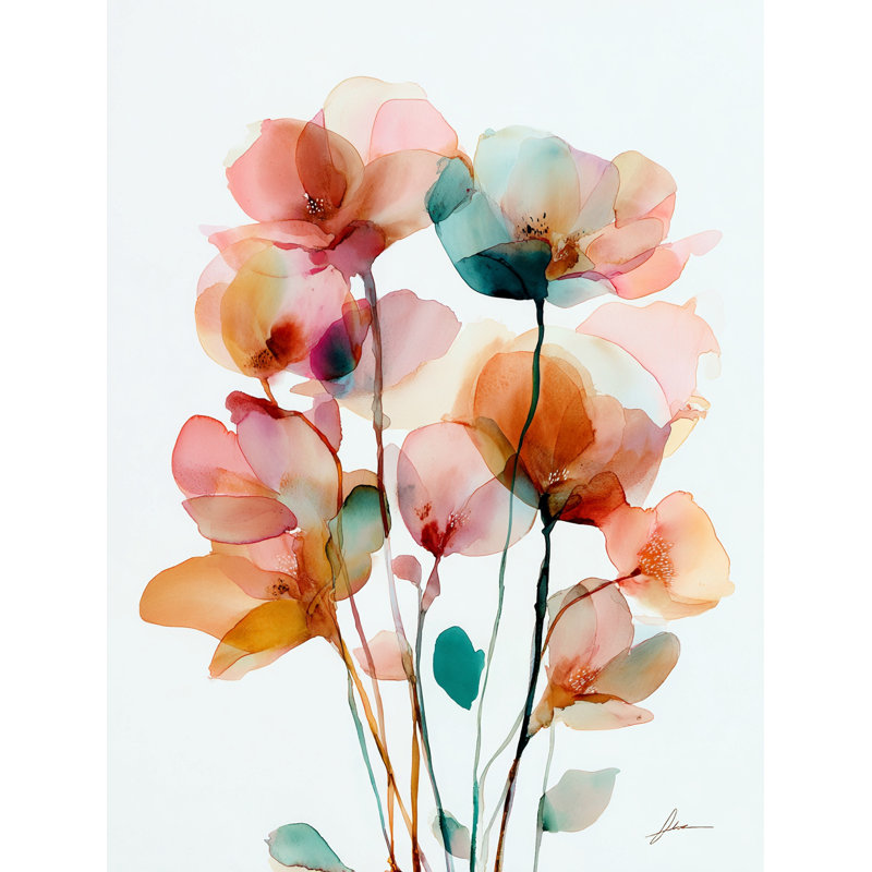 Petal Poem - Mixed Flowers Watercolor Canvas Art, 24" H x 16" W