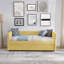 Lit de jour avec lit gigogne escamotable et capitonné, taille simple, tissu Boucle (83 po x 43 po x 29,5 po)-1487084450-1487084451