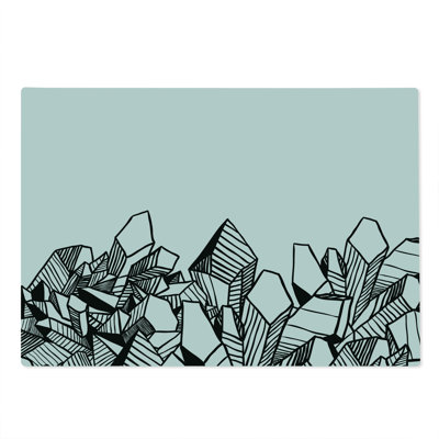 Ambesonne Abstract Cutting Board Large Size Hatched Crystals Drawing Charcoal Grey White