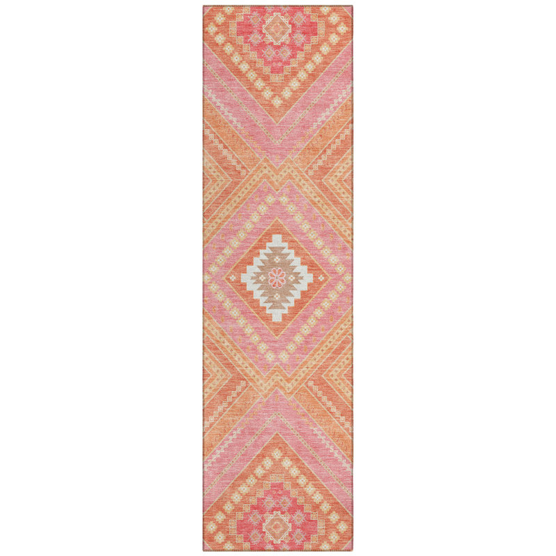 Coral Synthetic Flat Woven 2'3" x 7'6" Runner Rug