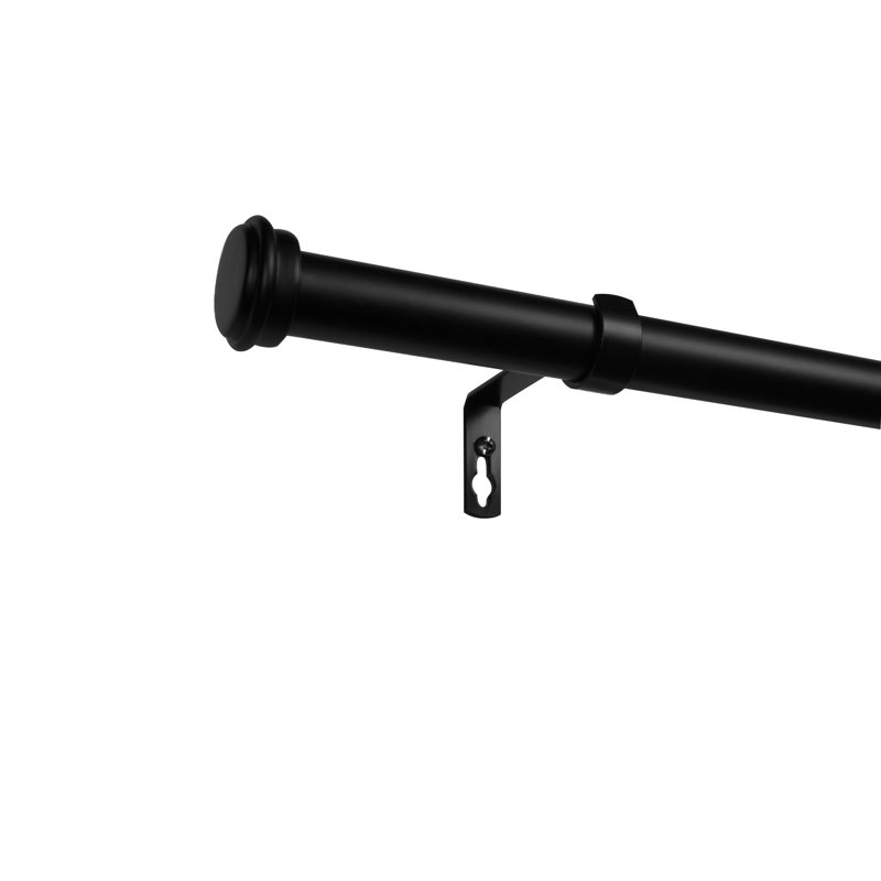 Tringle à rideaux simple réglable en fer 1 po Topper, 66 po à 120 po, Noir mat
