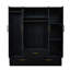 Armoire penderie noire autoportante avec miroir et tiroirs