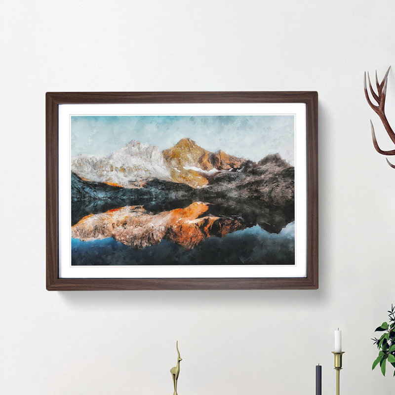 Reflection of the Alps - Framed Print, 45cm H x 63cm W x 2cm D, Walnut Framed