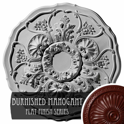 Endurathane Cornelia Ceiling Medallion, 22 1/2"OD x 1 1/2"P (Fits Canopies up to 4"), Hand-Painted Brushed Mahogany Finish
