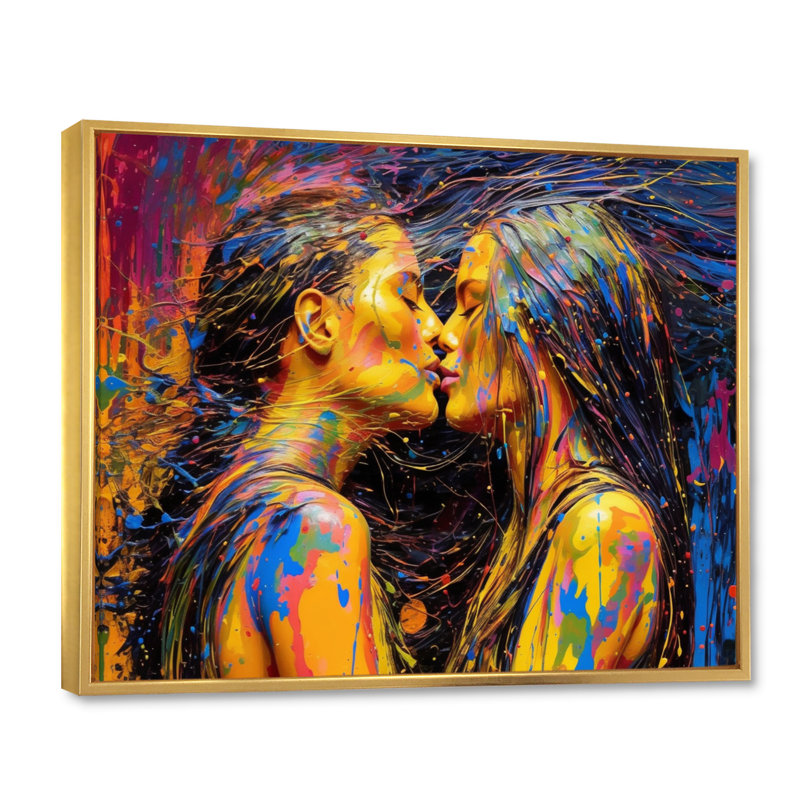 «Femelle douce», art mural sur toile, Cadre flottant doré, H 16 po x l 32 po x P 1 po
