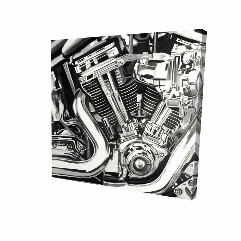 « mécanisme of a motocyclette », reproduction de peinture à l’huile sur toile tendue, H 36 po x l 36 po x P 1,5 po