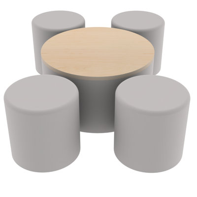 Pro Series Dry-Erase Round Ottoman Table with Round 12" H Seating, 5-Piece Set